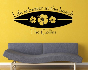 Surfboard Decal - Life Is Better At The Beach Decal - Surfboard Family Name Decal Surfboard Decal - Life Is Better At The Beach Decal - Surfboard Family Name Decal